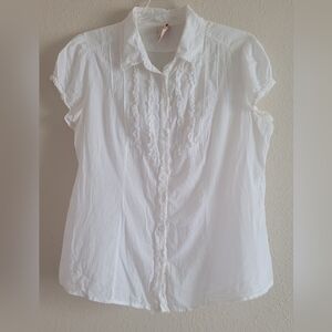 Faded Glory Sz Large Ruffled Button-Front Top